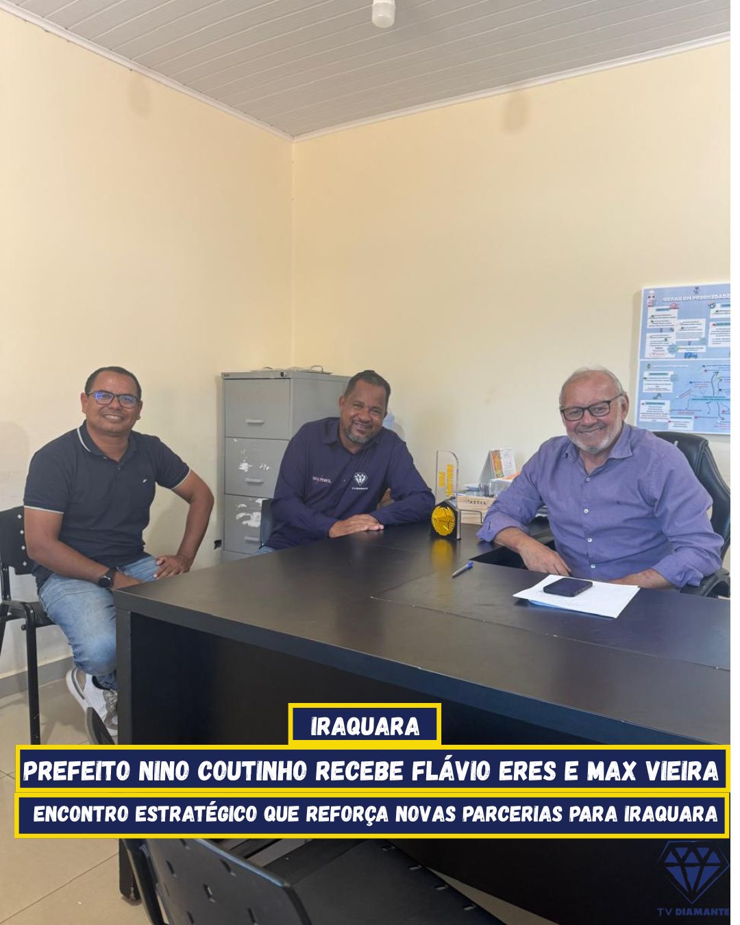 IRAQUARA: PREFEITO NINO COUTINHO RECEBE FLÁVIO ERES E MAX VIEIRA EM ENCONTRO ESTRATÉGICO QUE REFORÇA NOVAS PARCERIAS PARA IRAQUARA.