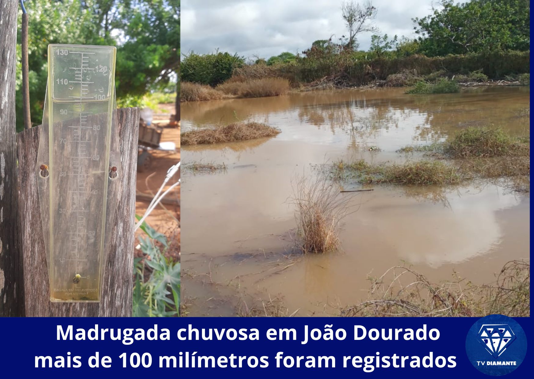 Madrugada chuvosa em João Dourado, mais de 100 milímetros foi registrados