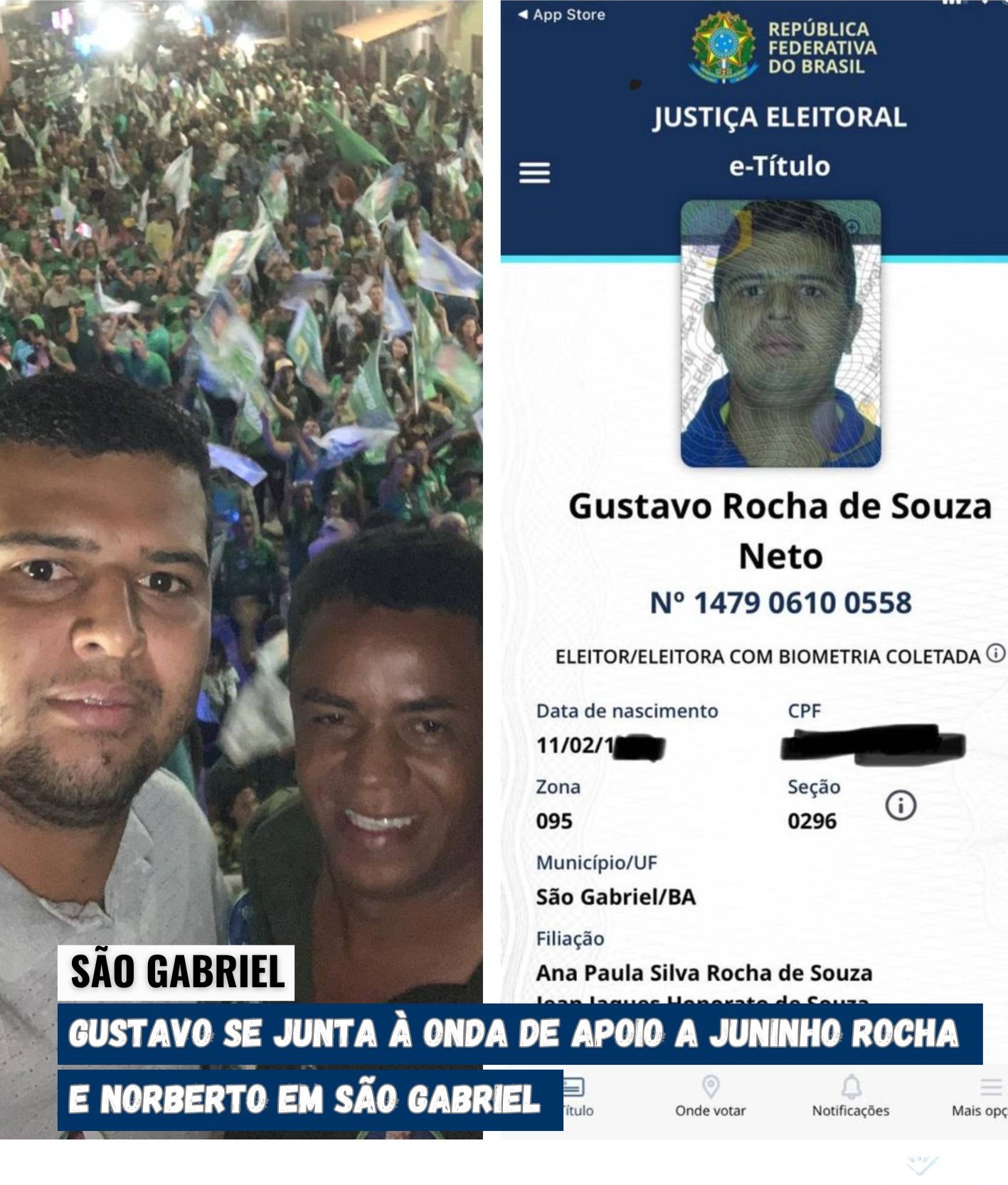 SÃO GABRIEL: Gustavo Se Junta à Onda de Apoio a Juninho Rocha e Norberto em São Gabriel