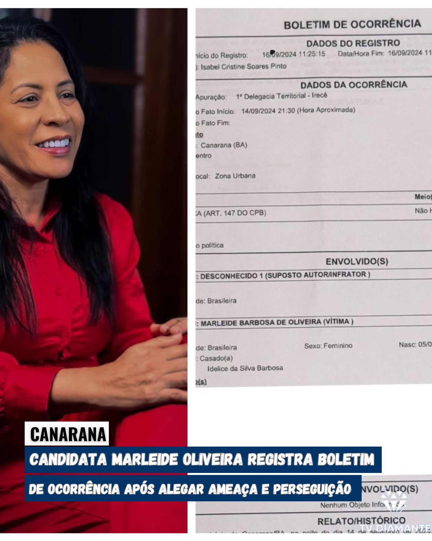 CANARANA:Candidata Marleide Oliveira registra boletim de ocorrência após alegar ameaça e perseguição