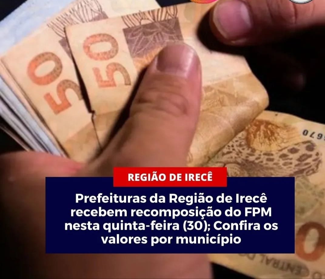 ​Nesta quinta-feira, 30 de novembro, os municípios da região de Irecê aguardam o tão esperado repasse da recomposição para as perdas do Fundo de Participação dos Municípios (FPM), ocorridas entre julho e setembro.