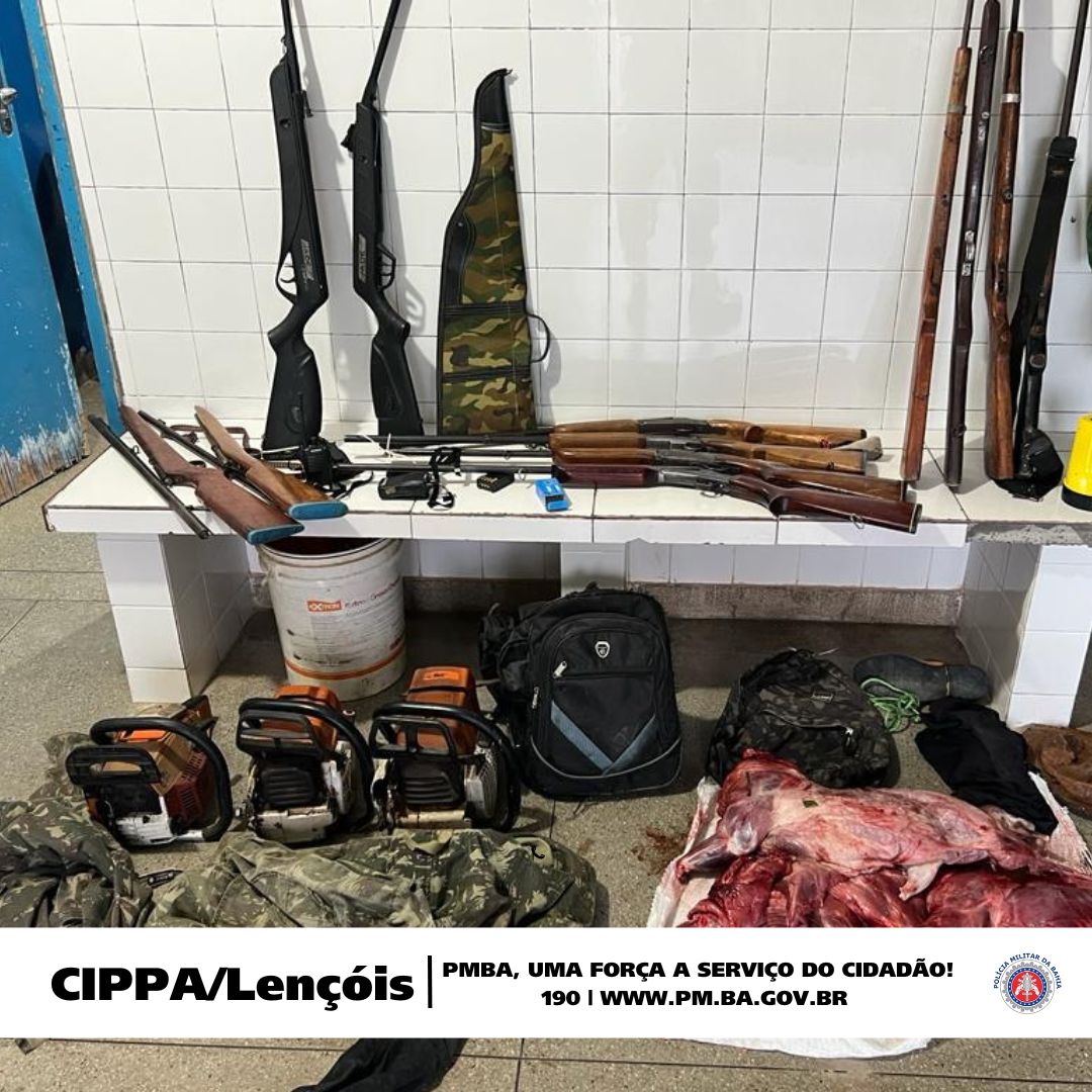 "CIPPA/Lençóis age com sucesso em combate à caça ilegal de animais silvestres e desmantela grupo de caçadores armados"