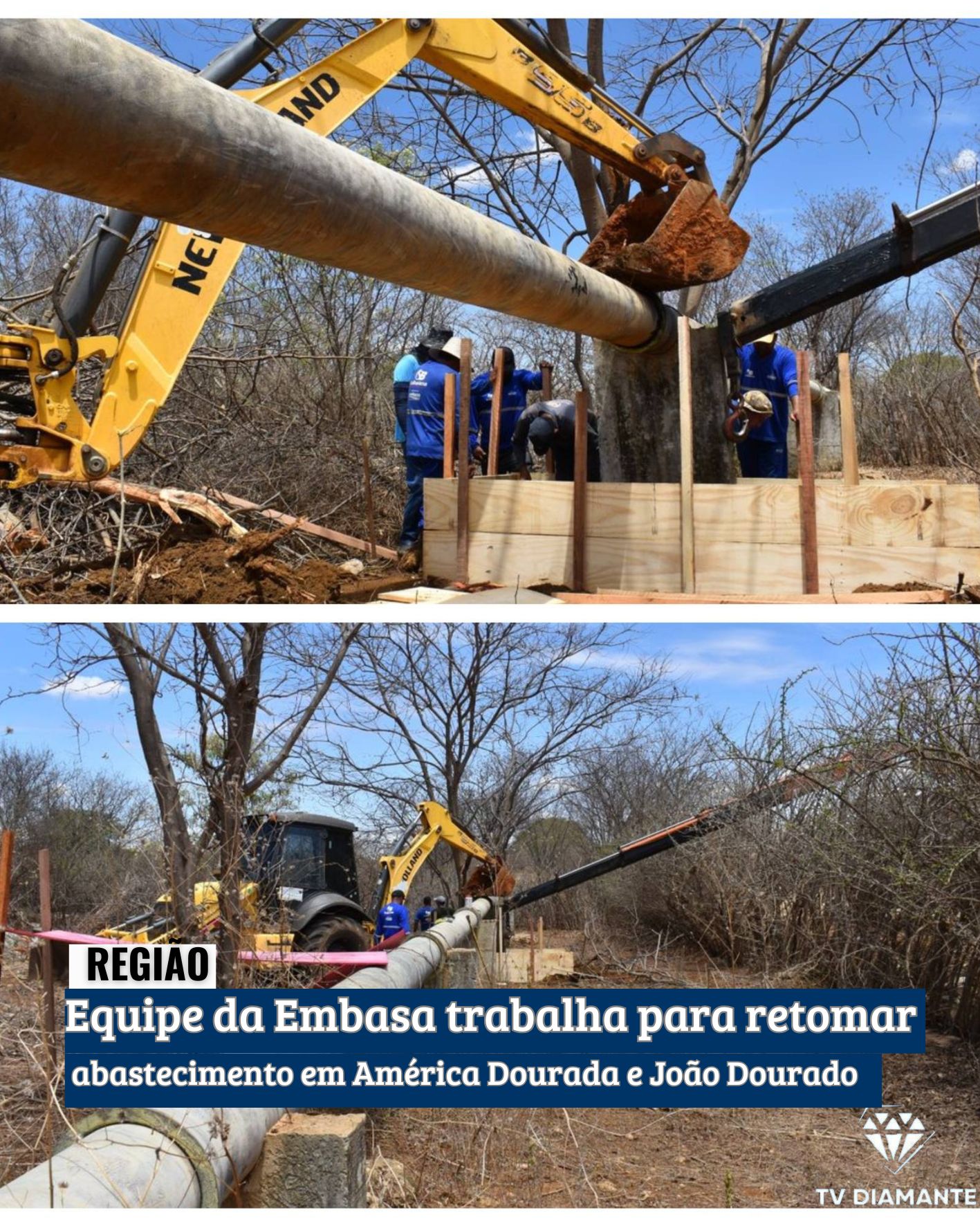 REGIÃO:Equipe da Embasa trabalha para retomar abastecimento em América Dourada e João Dourado