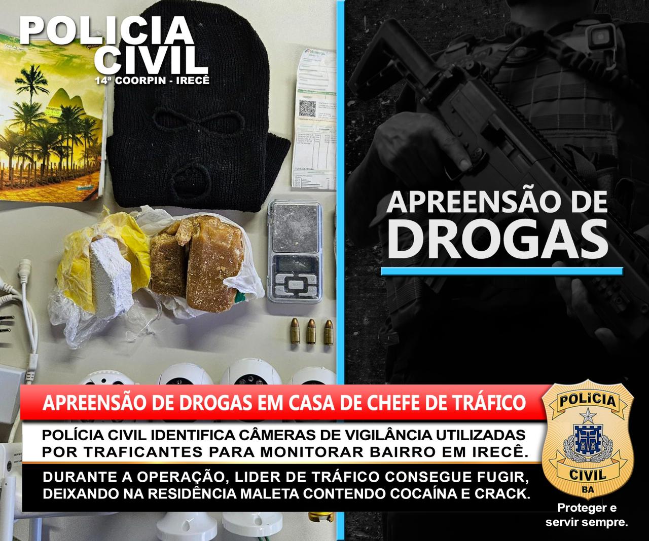 ​POLÍCIA CIVIL IDENTIFICA CÂMERAS DE SEGURANÇA QUE ERAM UTILIZADAS PELOS TRAFICANTES PARA MONITORAR BAIRRO EM IRECÊ