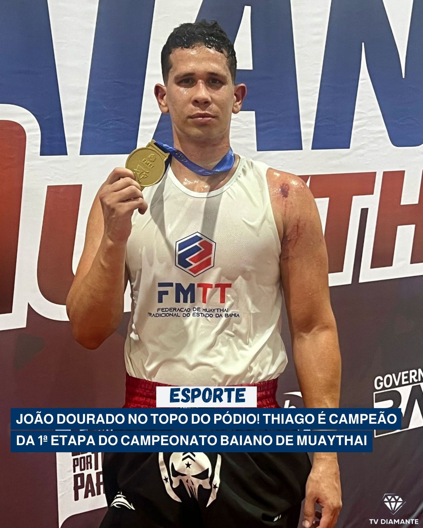 ESPORTE::JOÃO DOURADO NO TOPO DO PÓDIO! THIAGO É CAMPEÃO DA 1ª ETAPA DO CAMPEONATO BAIANO DE MUAYTHAI
